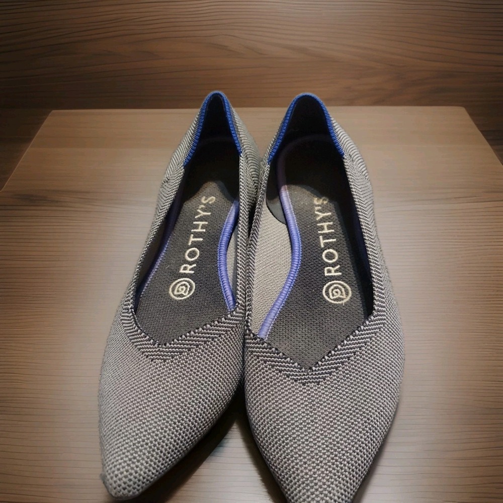 Rothy's Cloud Grey Birdseye The Point Flats Size 6 Dress Shoes Preppy Y2k Womens